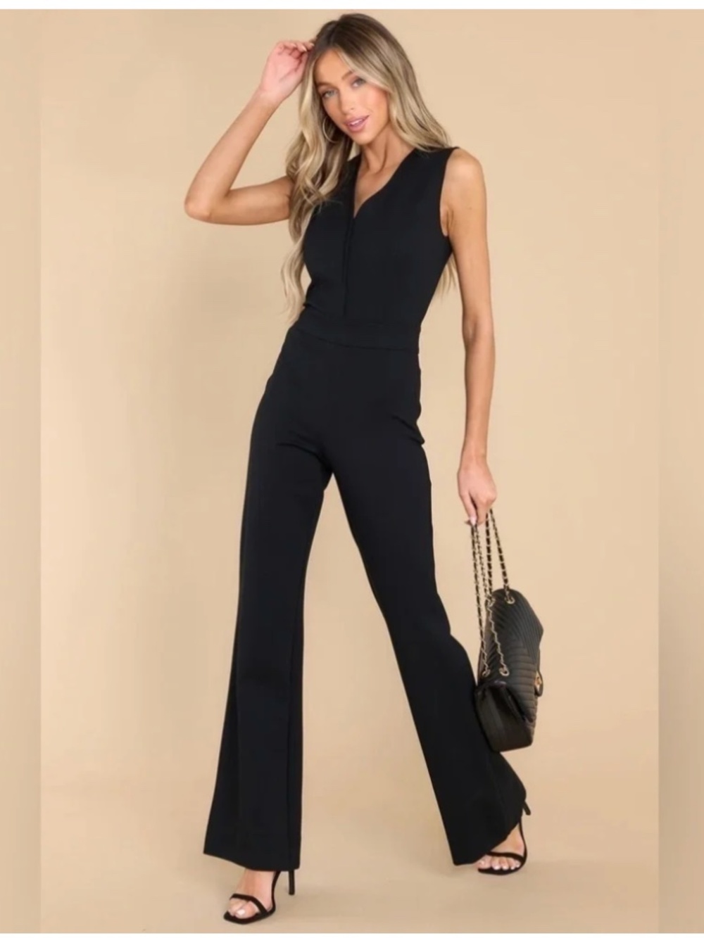 Spanx The Perfect Jumpsuit Wide Leg Flare in Classic Black 20383R XL